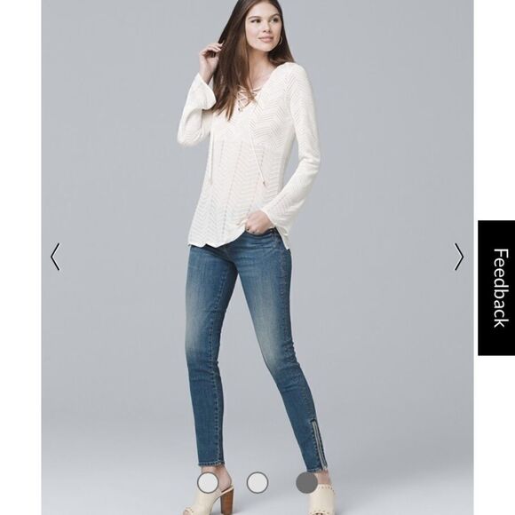 White House Black Market Denim - WHBM ZIP-DETAIL SKINNY ANKLE JEANS